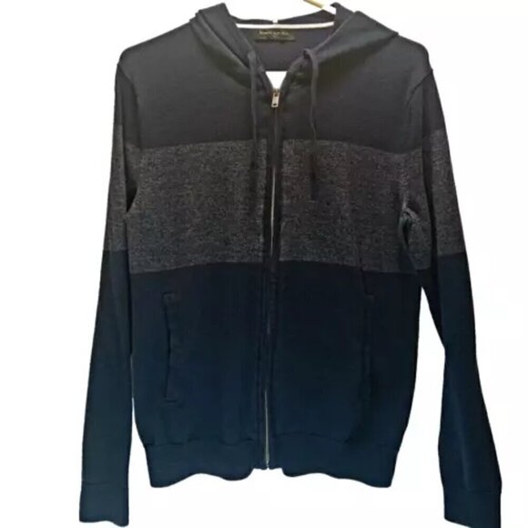 Banana Republic Pima Cotton Lightweight Heather Navy Full Zip Hoodie Men’s Small - Picture 1 of 8